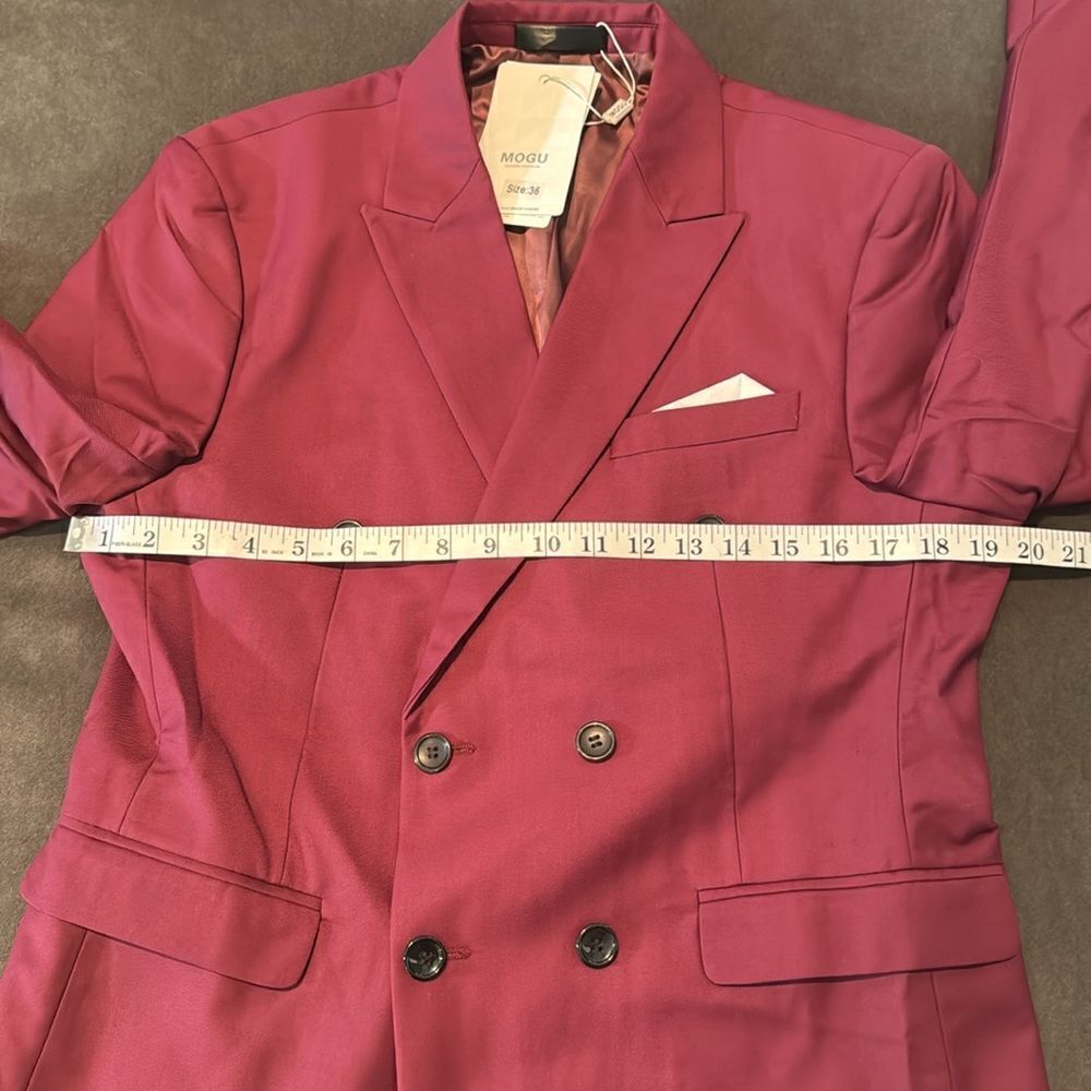 Men’s Slim Fit Double Breasted 2Piece Suit Notched Lapels Jacket 36 Pants 32 NWT - Picture 8 of 12